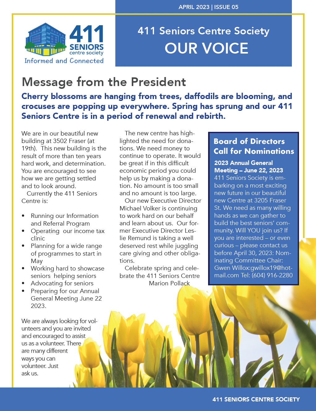 411 Newsletter April 2023 411 Seniors Centre Society