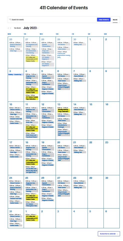 411 Calendar